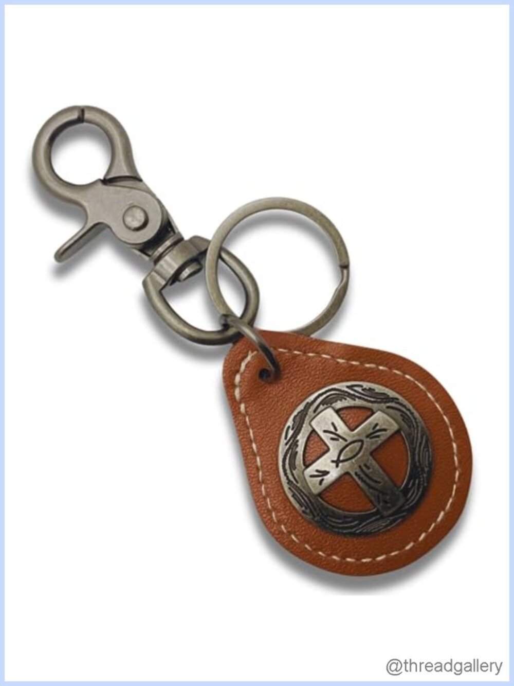 Genuine Leather Concho Keychain Unisex Western Bag Charm